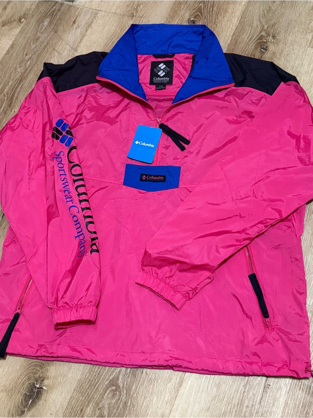 NWT Men’s Columbia Pink Windbreaker Pullover Jacket